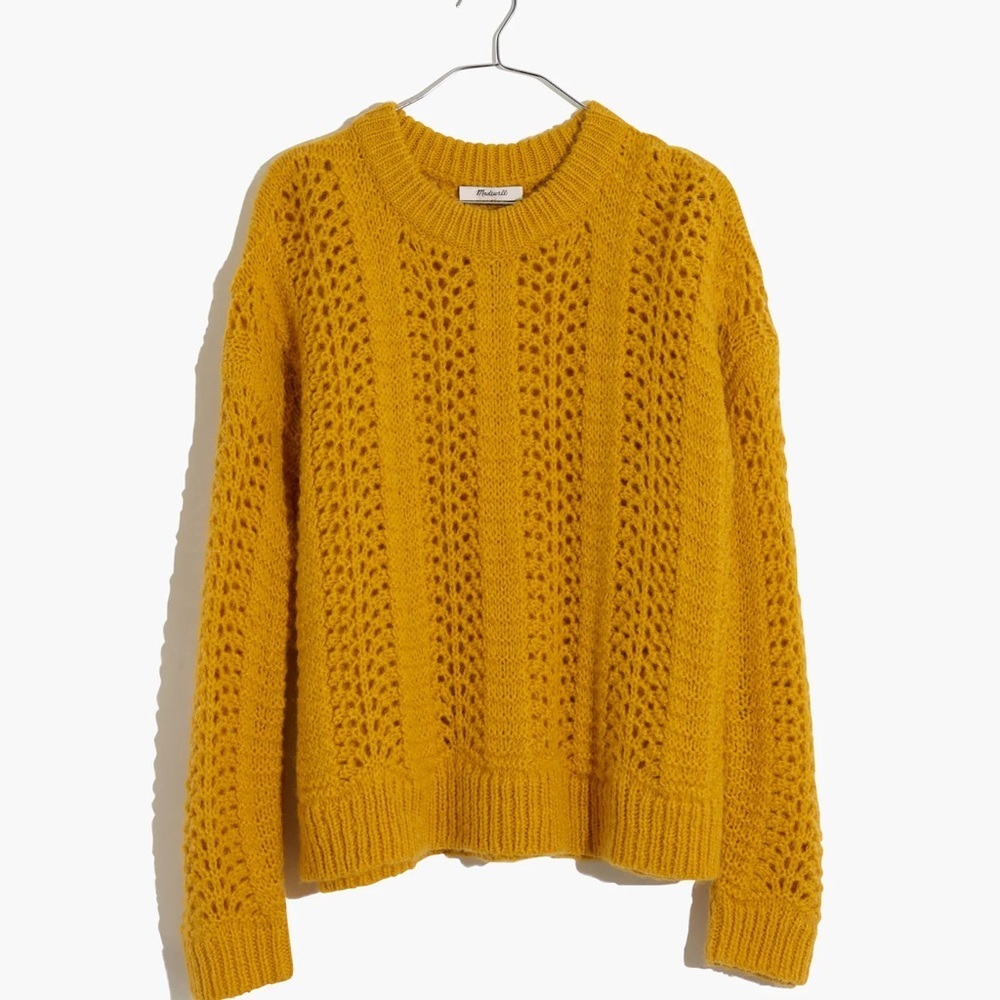 Madewell Windemere Pointelle Pullover Sweater Fuzzy Alpaca Blend -XS - Picture 4 of 12